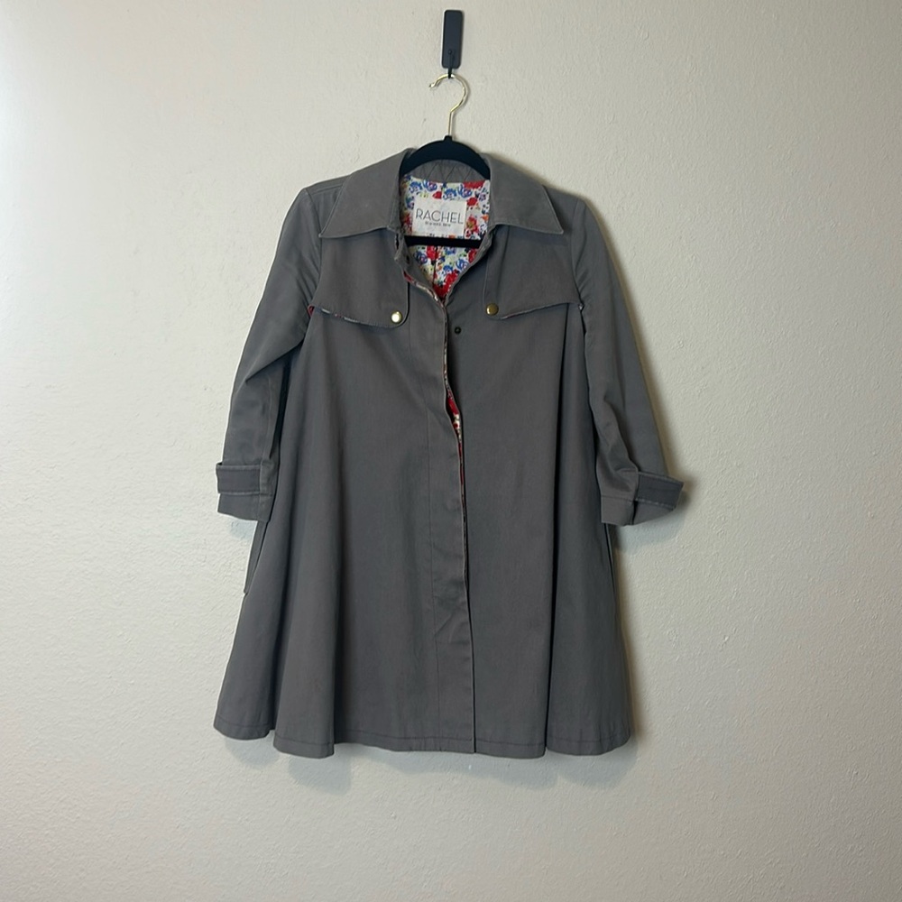 RACHEL Rachel Roy Gray Trench Coat with Floral Lining